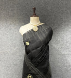 Black Matka Silk Embroidery Saree