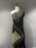 Black Matka Silk Embroidery Saree