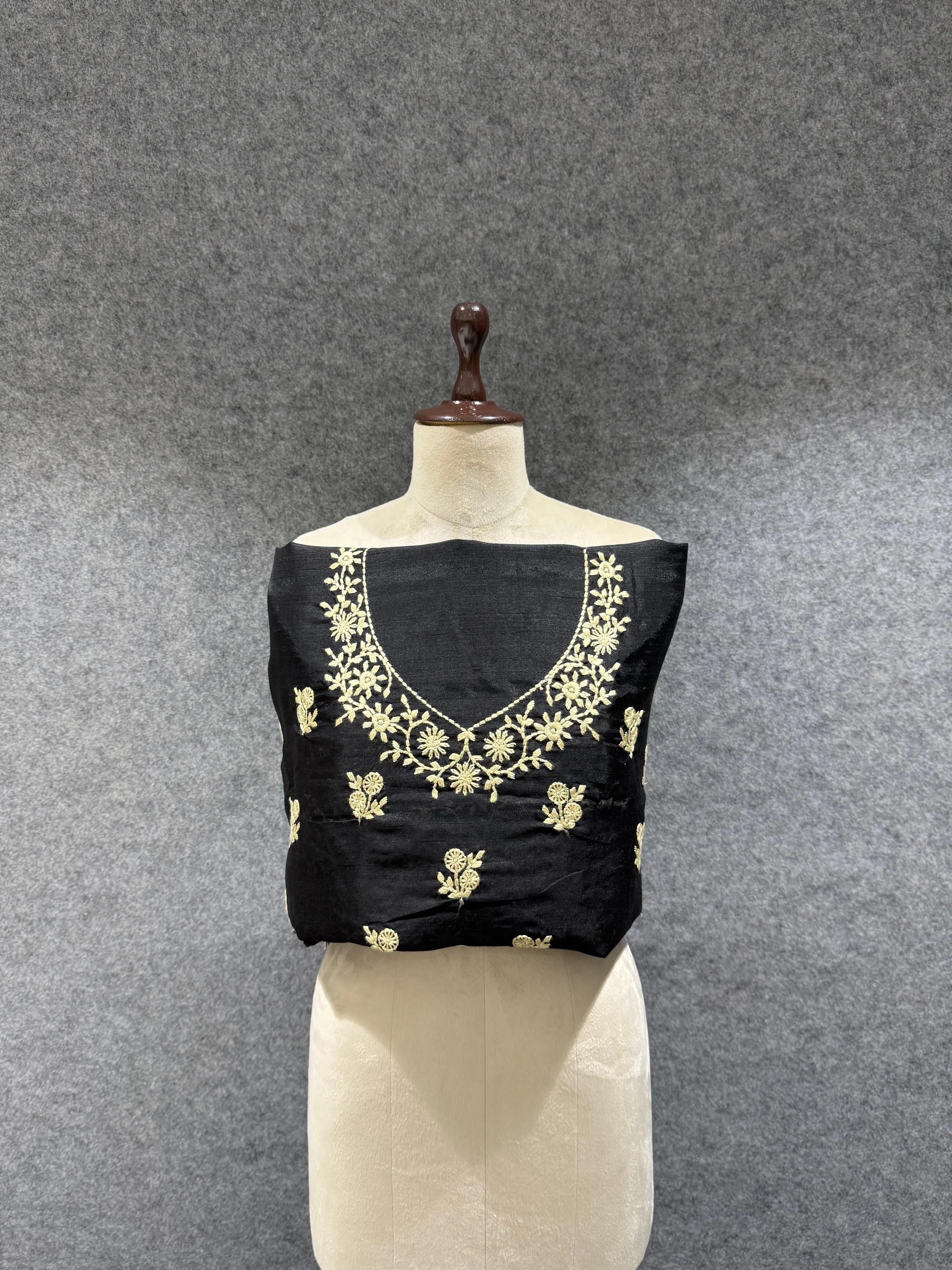 Black Matka Silk Embroidery Saree