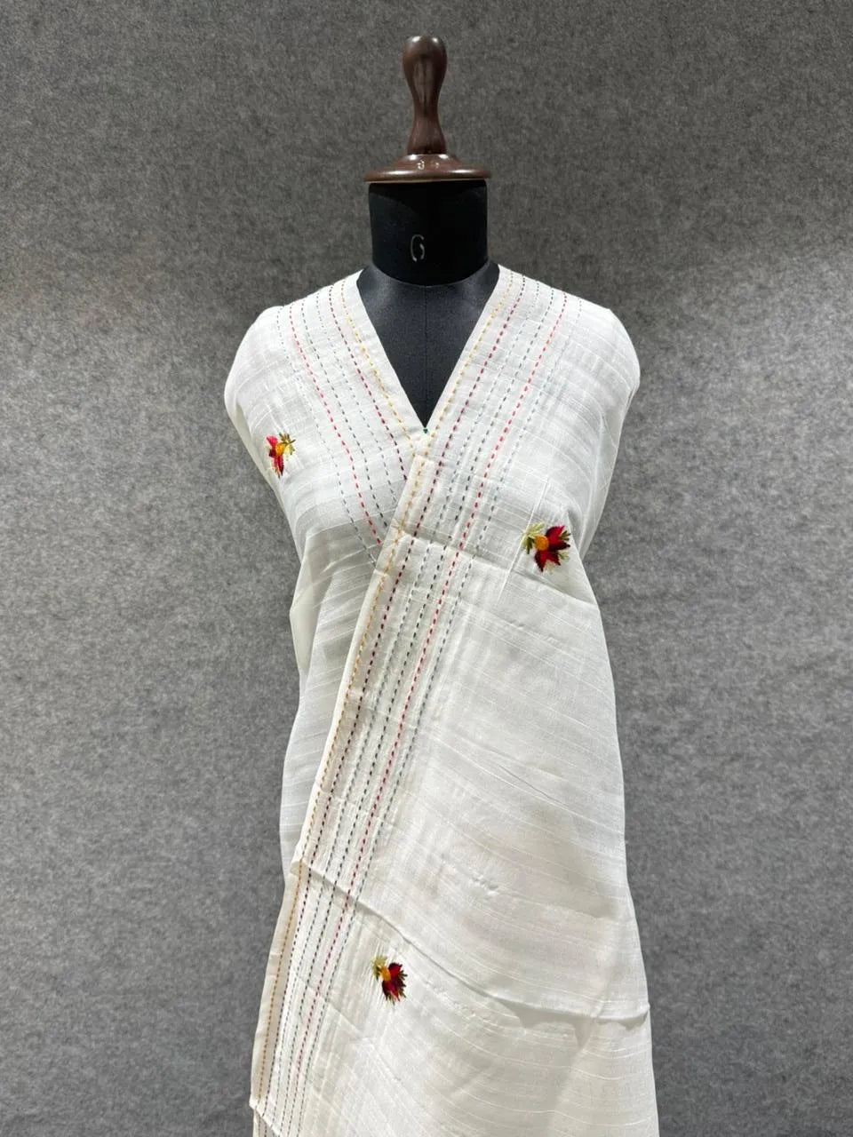 Pure Tussar Silk Embroidery Saree