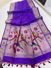 Phoolmala Paithani Soft Khadi Raw Silk Saree