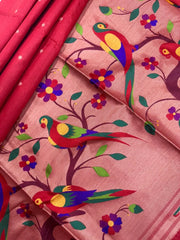 Phoolmala Paithani Soft Khadi Raw Silk Saree