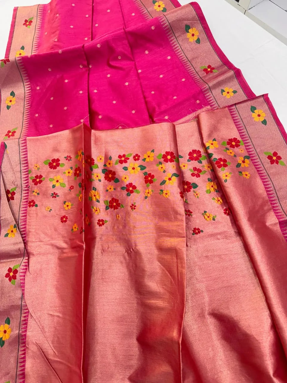 Phoolmala Paithani Soft Khadi Raw Silk Saree