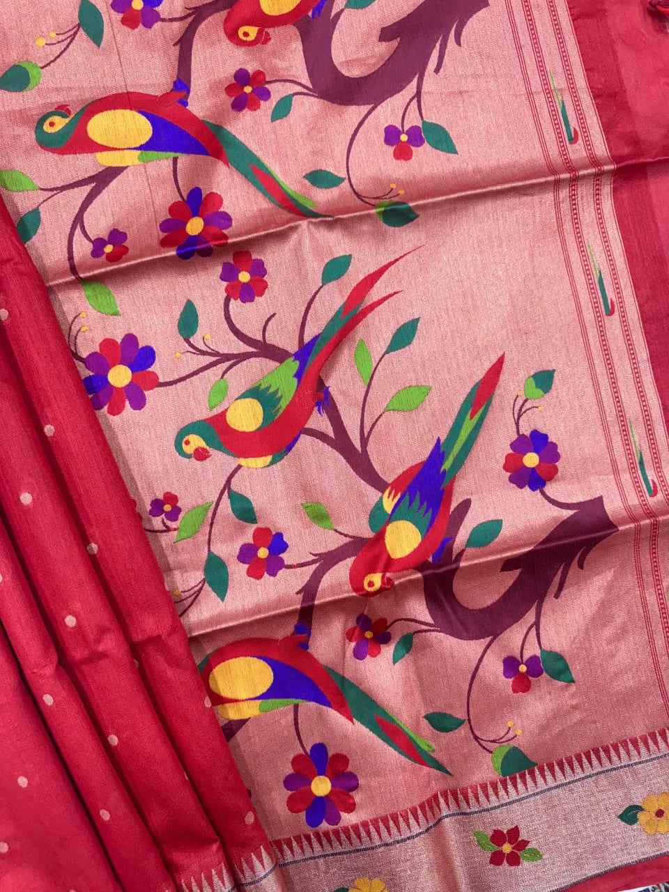 Phoolmala Paithani Soft Khadi Raw Silk Saree