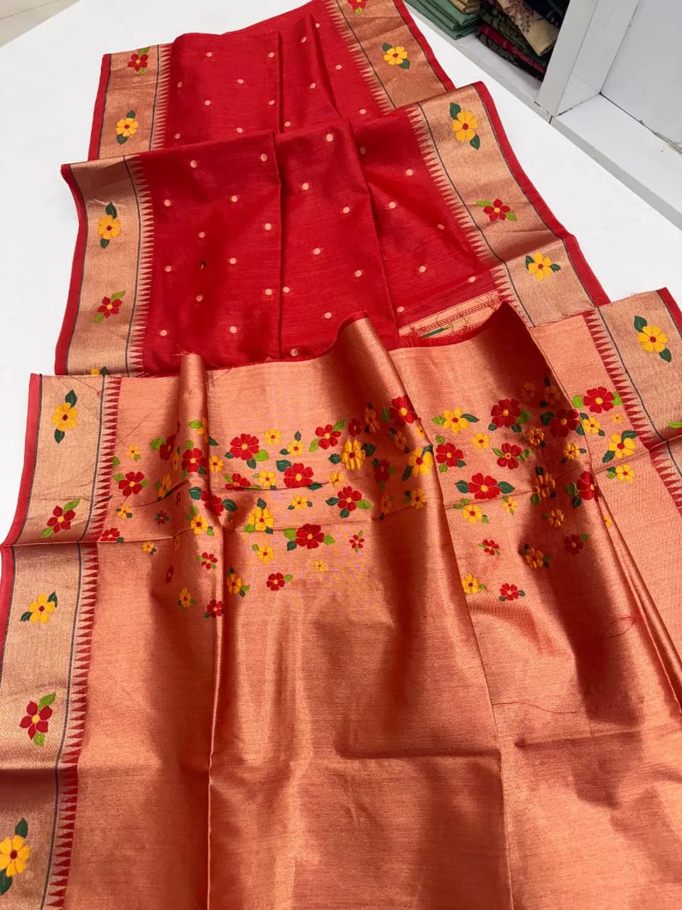 Phoolmala Paithani Soft Khadi Raw Silk Saree