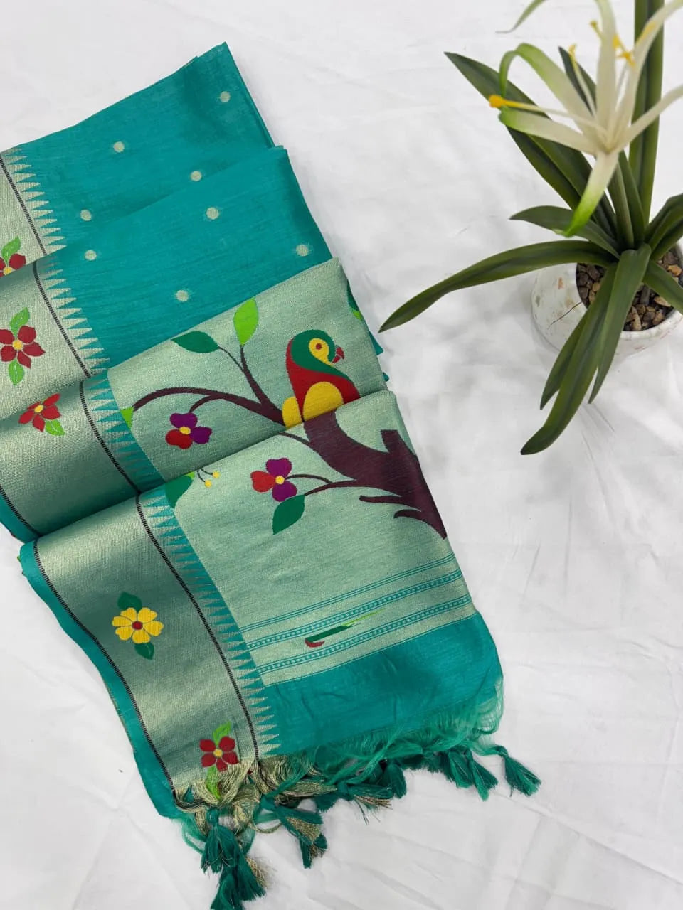 Phoolmala Paithani Soft Khadi Raw Silk Saree