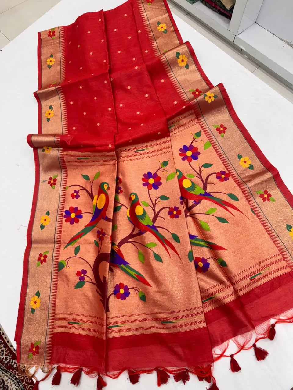 Phoolmala Paithani Soft Khadi Raw Silk Saree