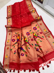 Phoolmala Paithani Soft Khadi Raw Silk Saree