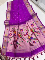 Phoolmala Paithani Soft Khadi Raw Silk Saree