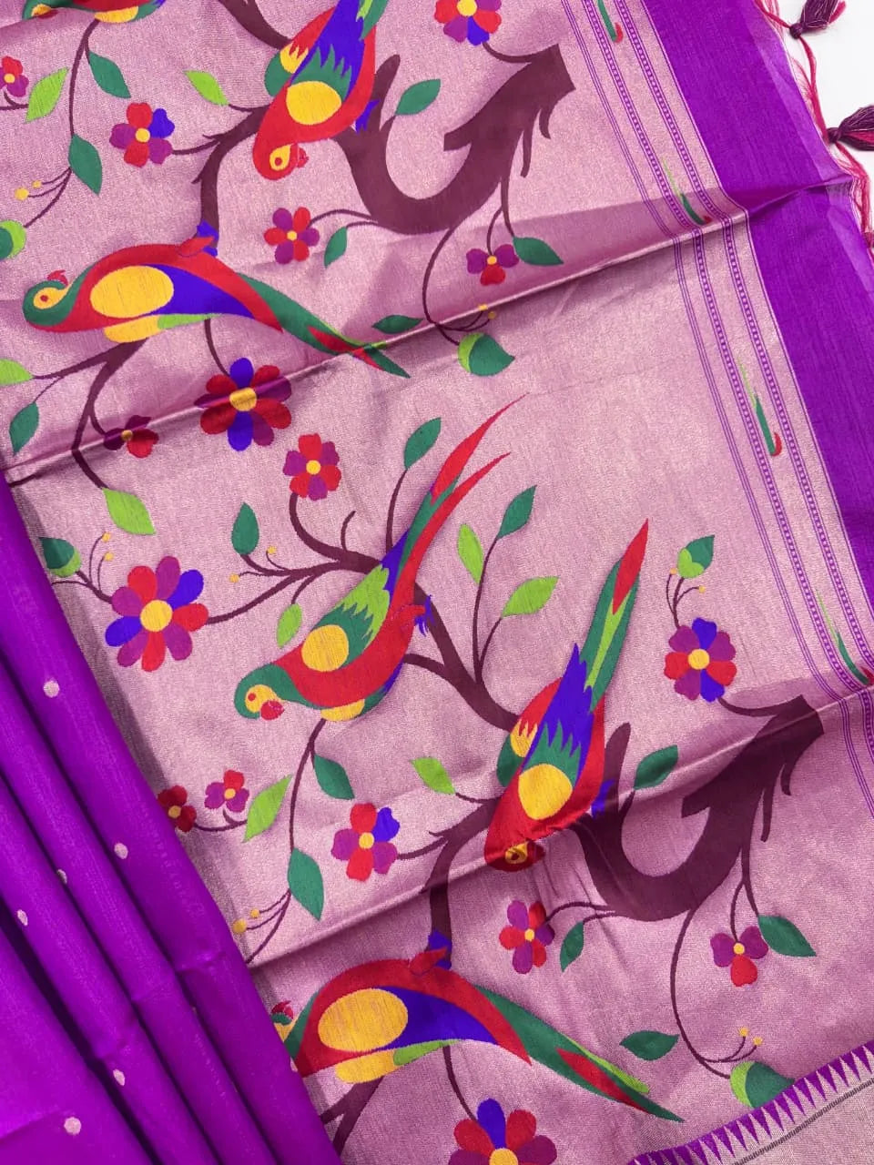 Phoolmala Paithani Soft Khadi Raw Silk Saree