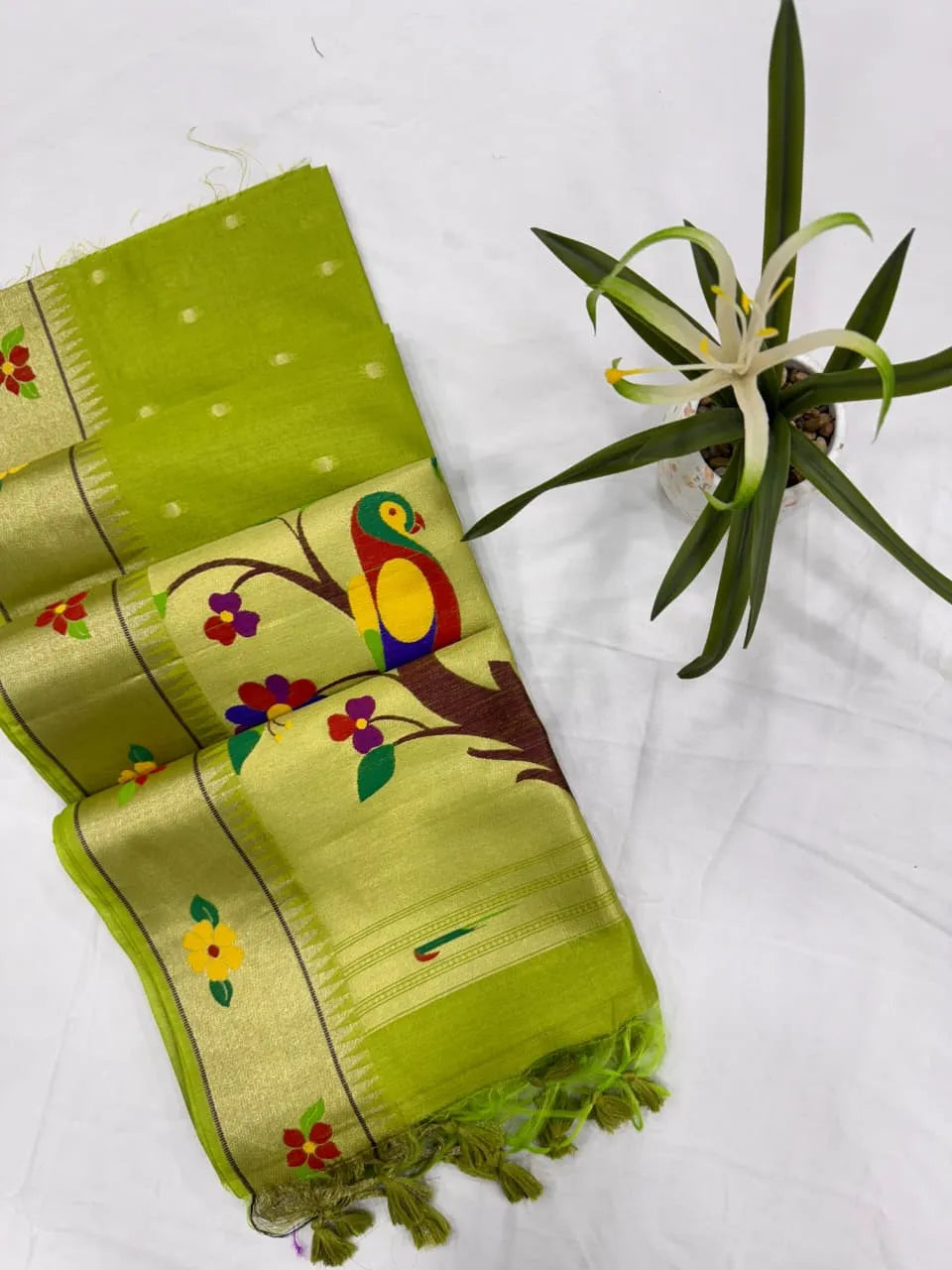 Phoolmala Paithani Soft Khadi Raw Silk Saree