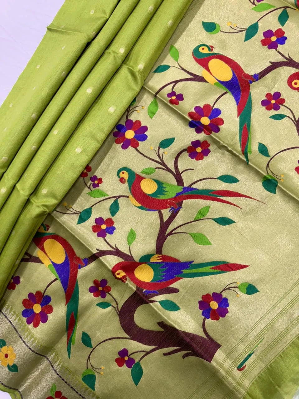 Phoolmala Paithani Soft Khadi Raw Silk Saree