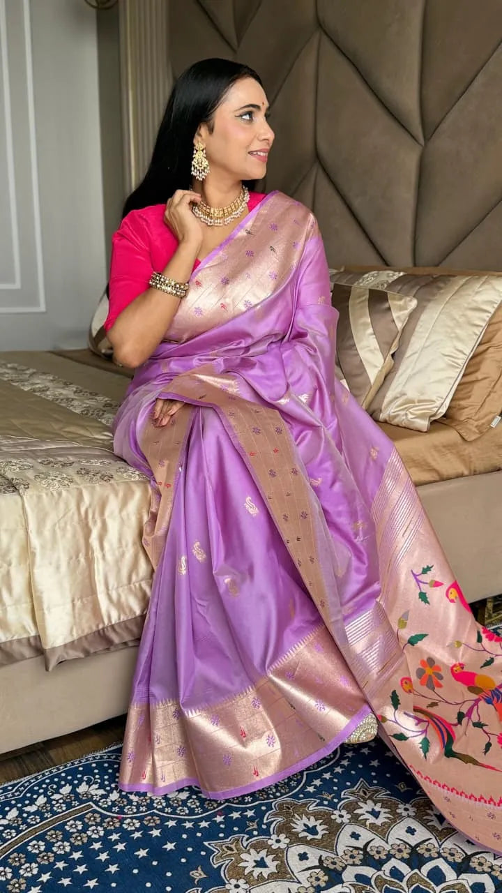 Beautiful Global Triple Muniya Paithani Border Saree