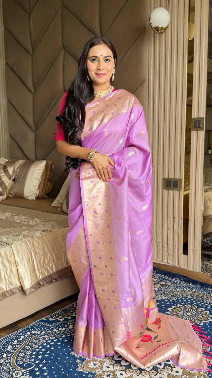 Beautiful Global Triple Muniya Paithani Border Saree