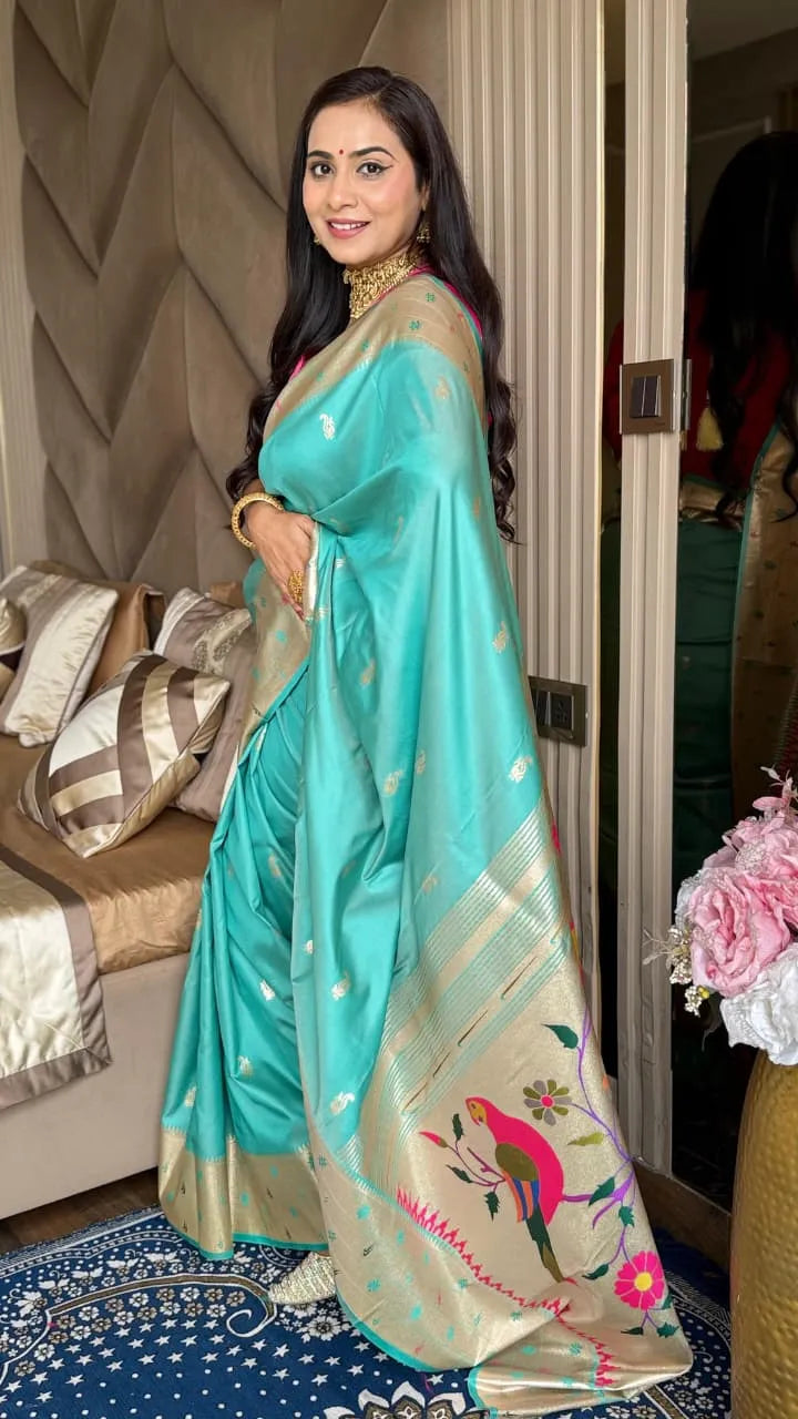 Beautiful Global Triple Muniya Paithani Border Saree