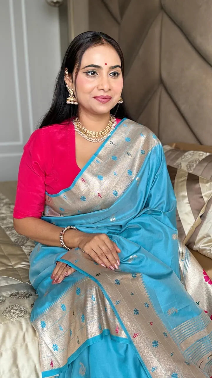 Beautiful Global Triple Muniya Paithani Border Saree