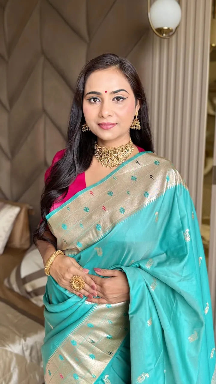 Beautiful Global Triple Muniya Paithani Border Saree