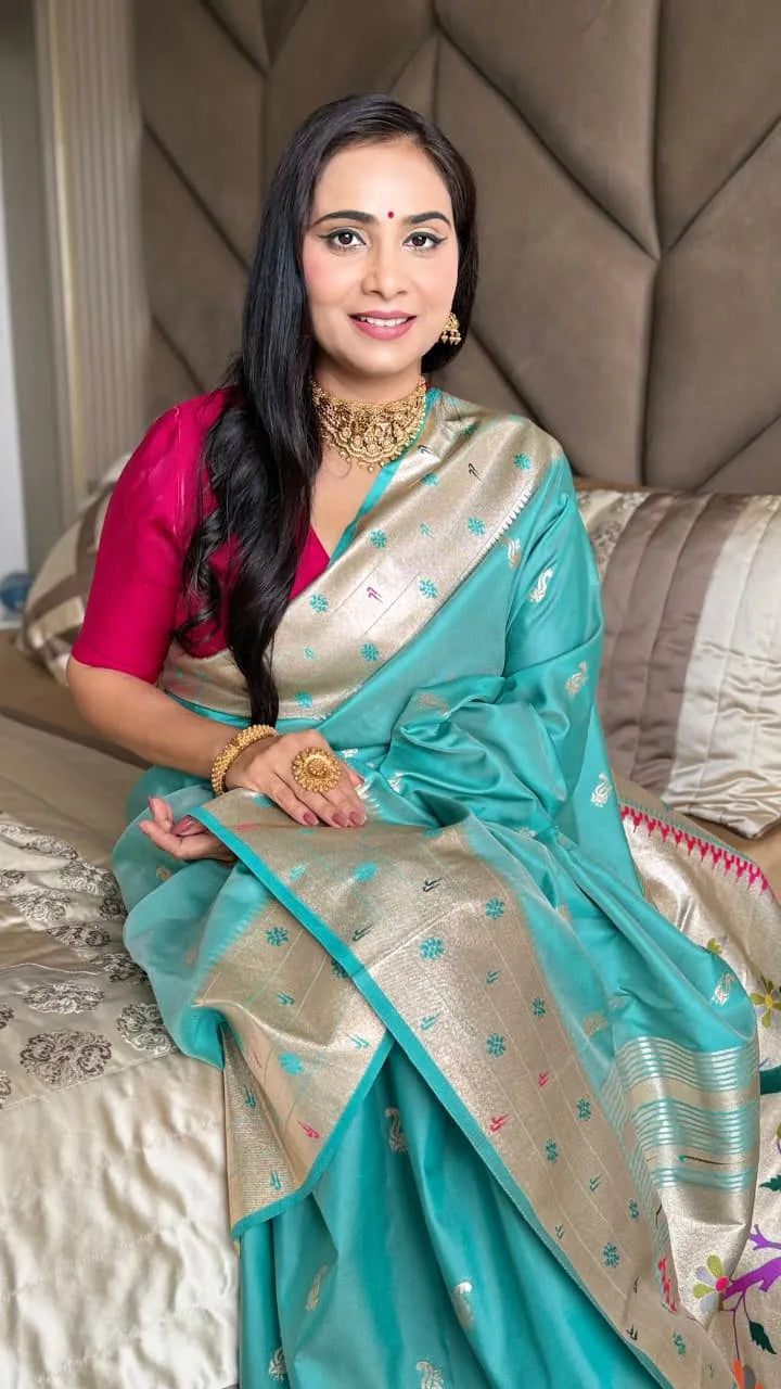 Beautiful Global Triple Muniya Paithani Border Saree