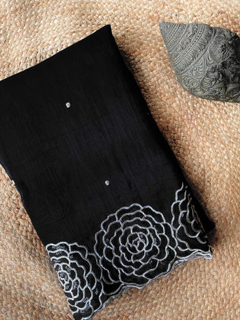 Black Luxury Crunchy Silk Saree