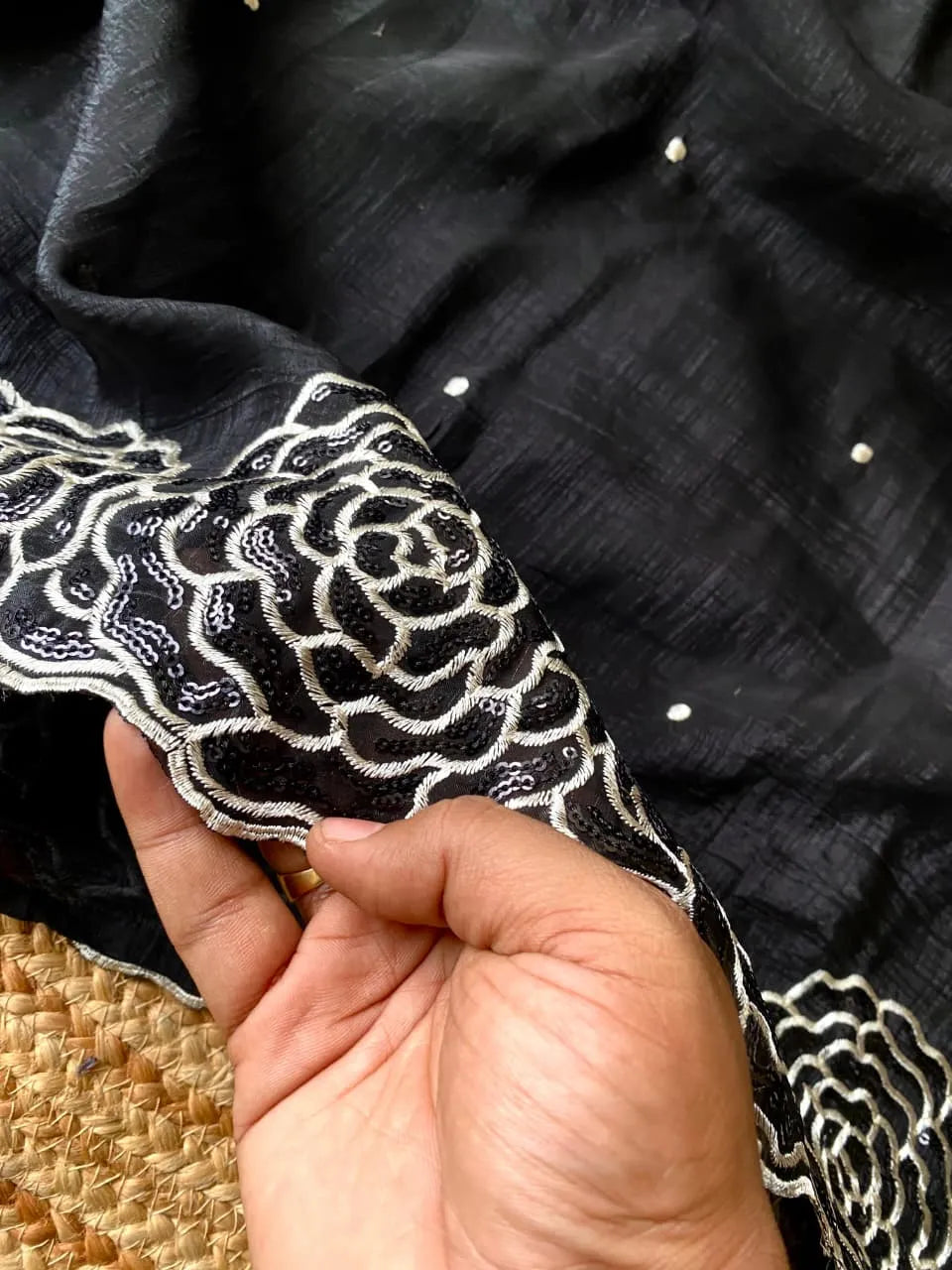 Black Luxury Crunchy Silk Saree