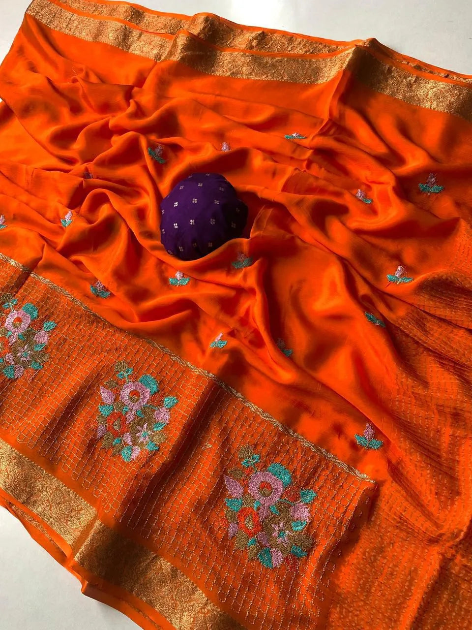 Premium Chinon Chiffon Embroidery Saree