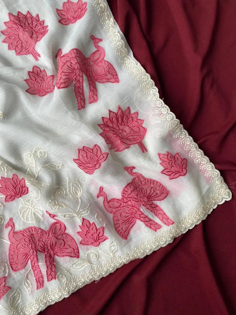 Premium Crunchy Silk Appliqué Border Saree