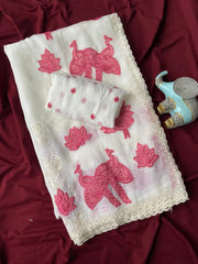 Premium Crunchy Silk Appliqué Border Saree