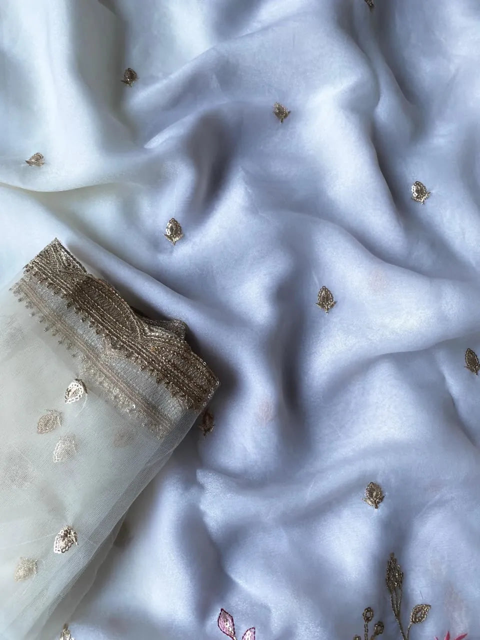 Pure Georgette Chiffon Embroidery Saree