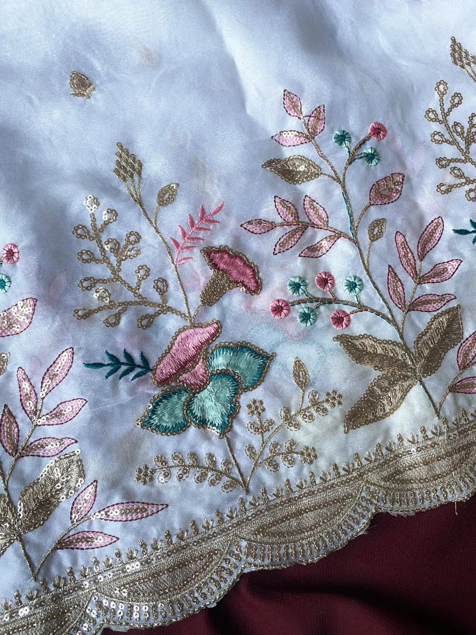 Pure Georgette Chiffon Embroidery Saree