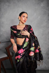 Soft Tussar Silk Beautiful Lotus Printed Saree