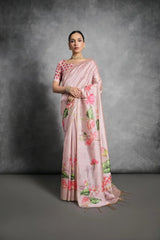 Soft Tussar Silk Beautiful Lotus Printed Saree