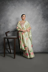 Soft Tussar Silk Beautiful Lotus Printed Saree