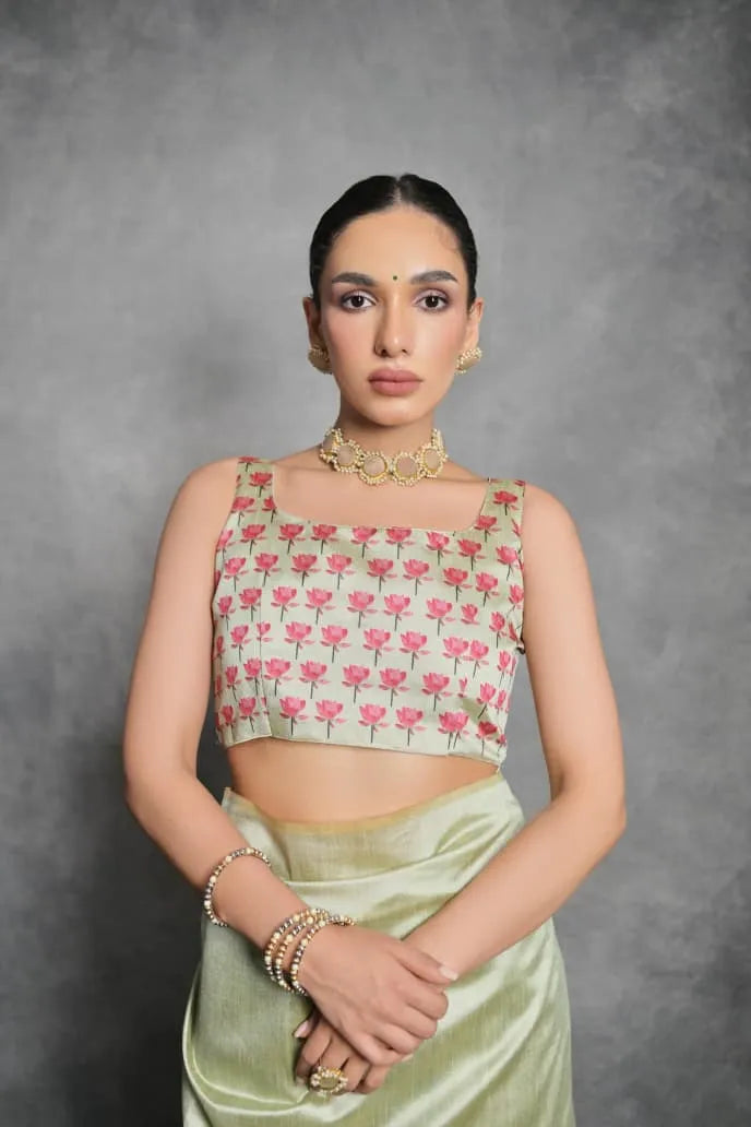 Soft Tussar Silk Beautiful Lotus Printed Saree