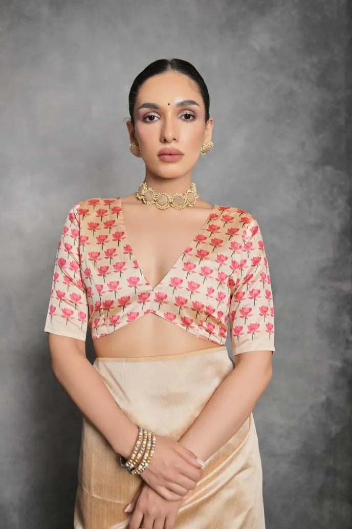 Soft Tussar Silk Beautiful Lotus Printed Saree