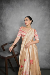 Soft Tussar Silk Beautiful Lotus Printed Saree