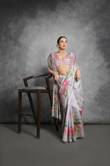 Soft Tussar Silk Beautiful Lotus Printed Saree