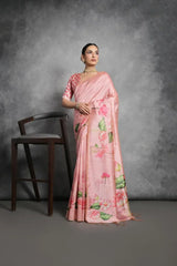 Soft Tussar Silk Beautiful Lotus Printed Saree