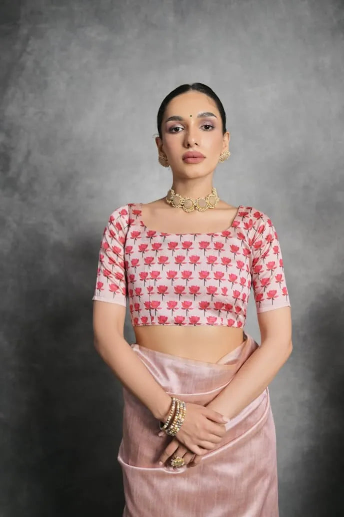 Soft Tussar Silk Beautiful Lotus Printed Saree