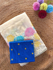 Pure Glass Chiffon Flower Pannel Saree