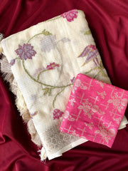 Designer Pure Kota Stitch Embroidery Saree