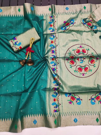 Soft Khadi Raw SIlk Mandap Paithani Saree