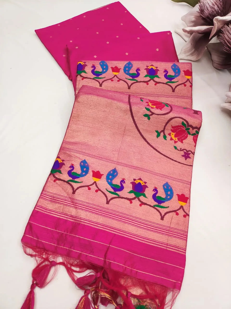 Soft Khadi Raw SIlk Mandap Paithani Saree