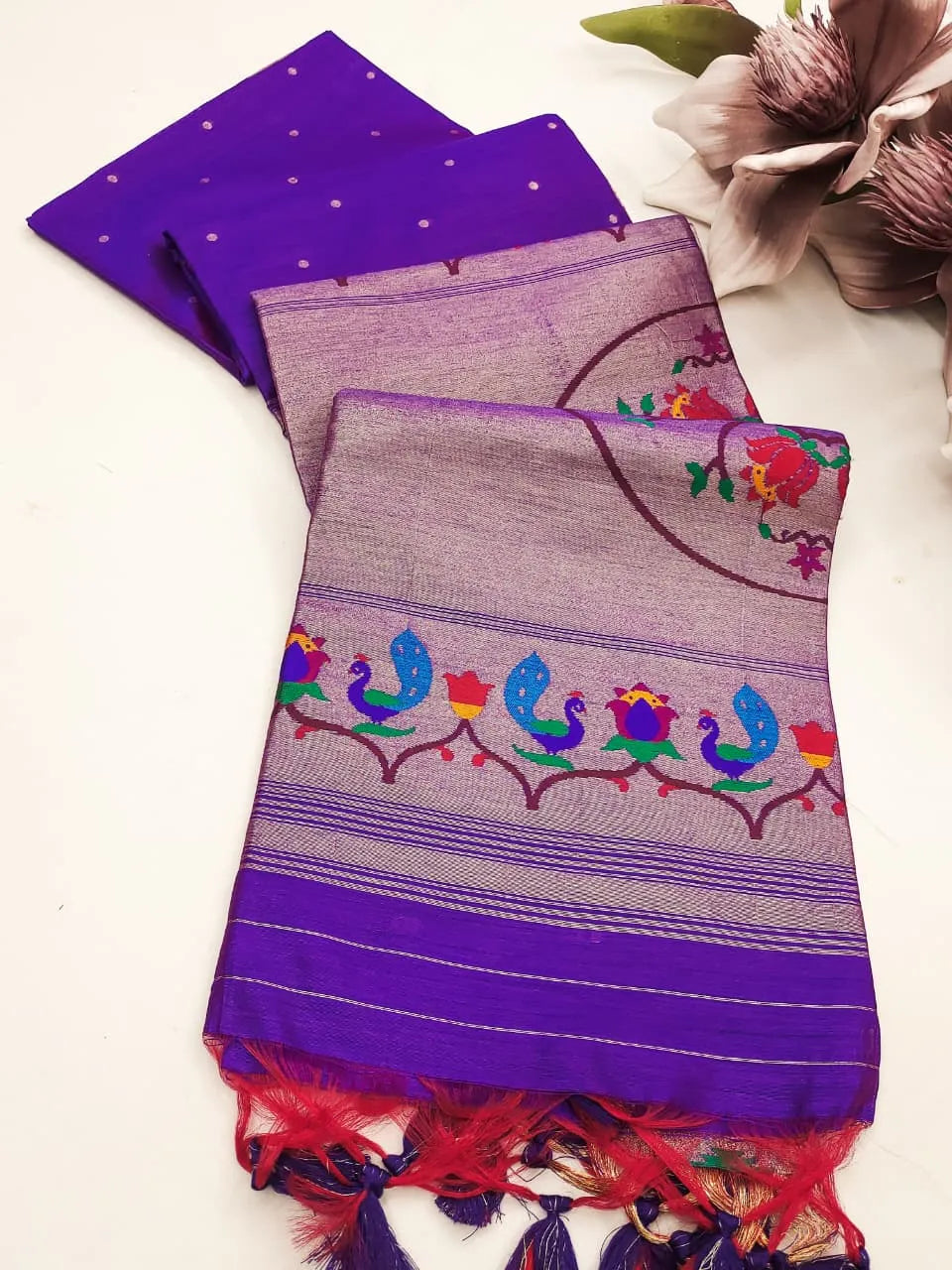 Soft Khadi Raw SIlk Mandap Paithani Saree