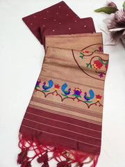 Soft Khadi Raw SIlk Mandap Paithani Saree