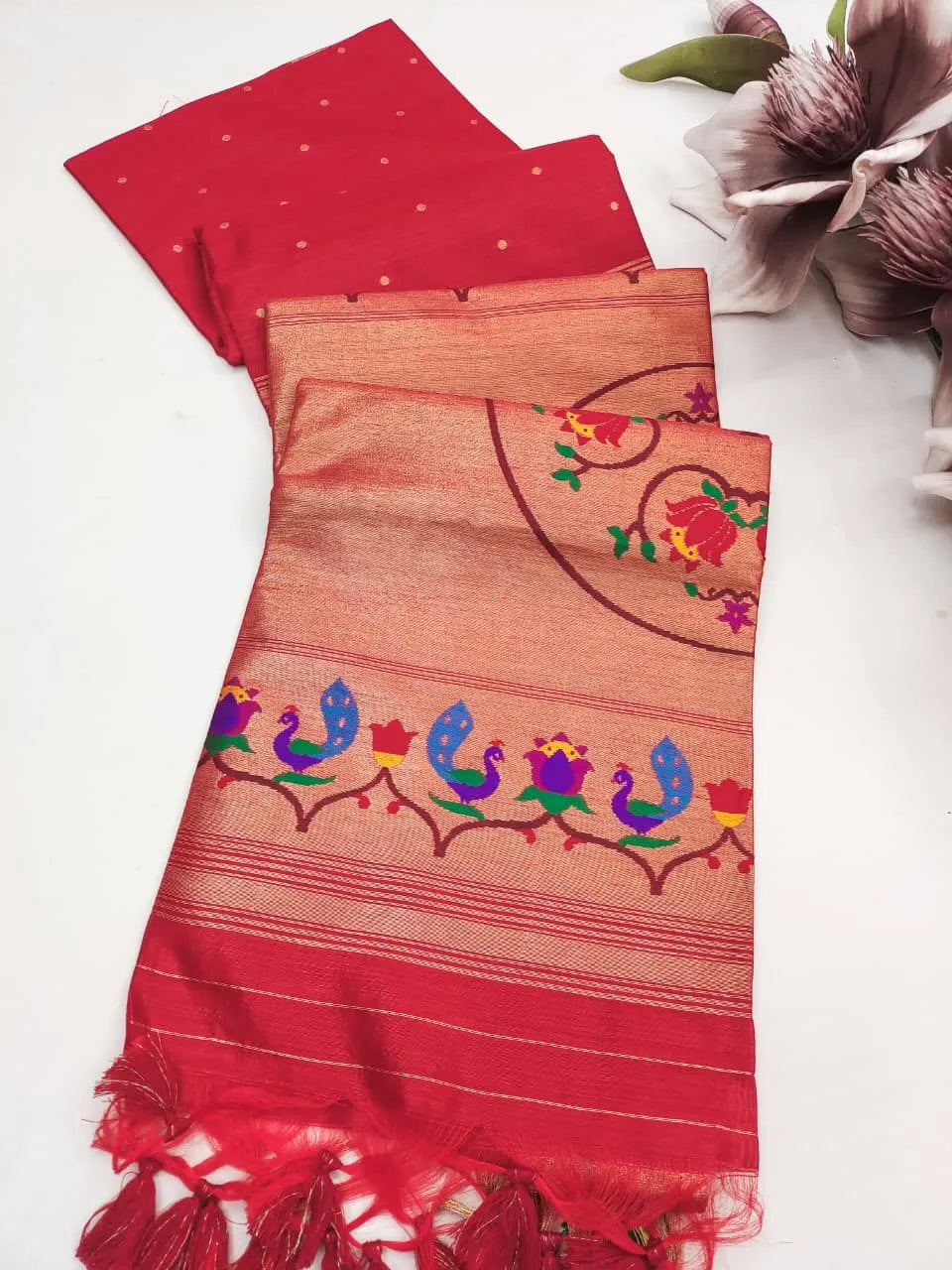 Soft Khadi Raw SIlk Mandap Paithani Saree