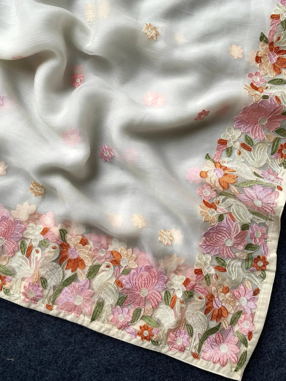 Premium Chiffon Designer Embroidery Saree