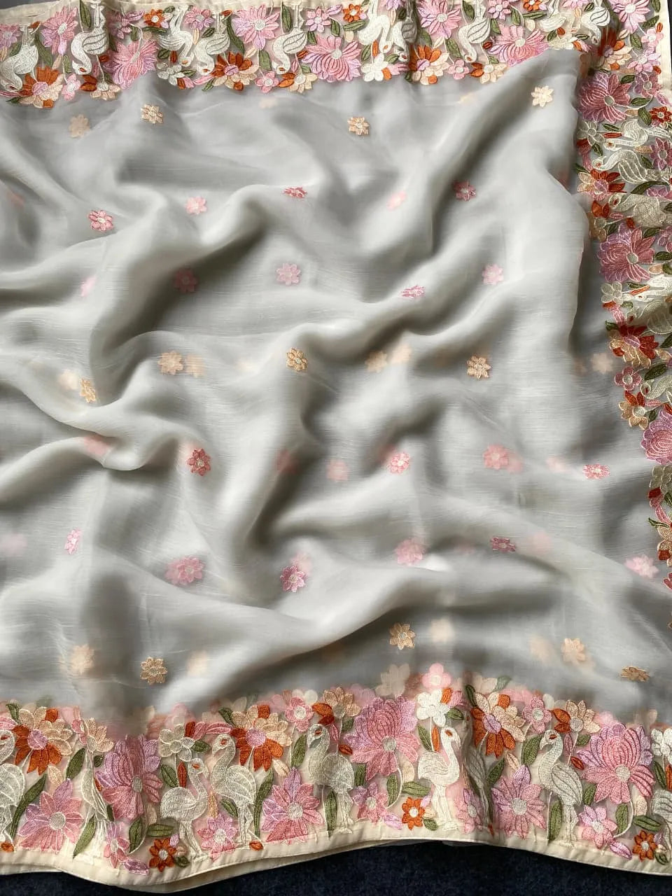 Premium Chiffon Designer Embroidery Saree