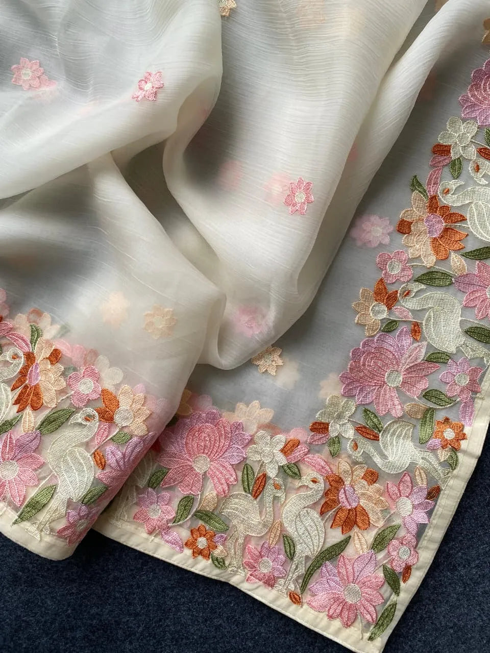 Premium Chiffon Designer Embroidery Saree