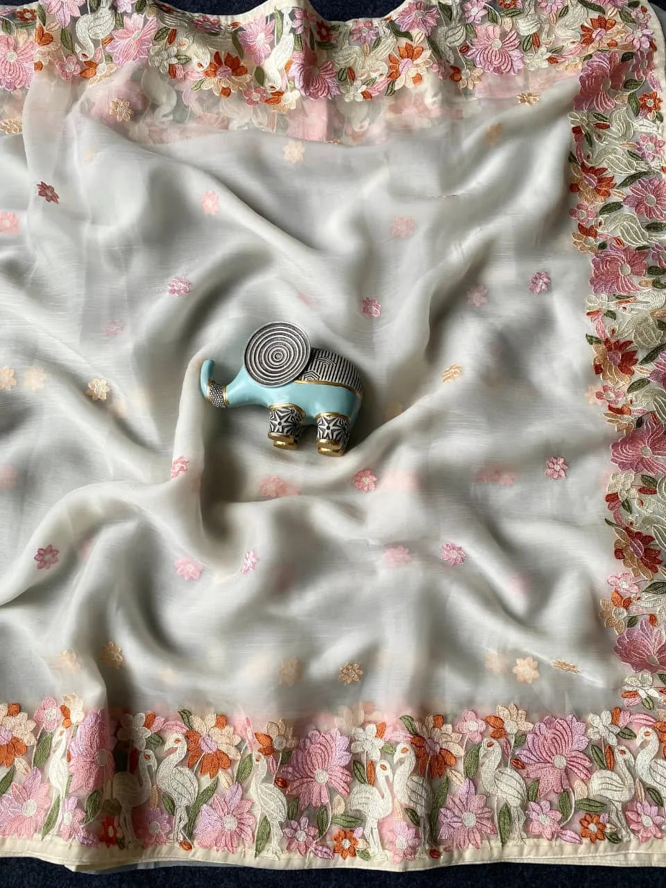 Premium Chiffon Designer Embroidery Saree