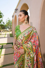 Designer Paithani Patola Sparrow Saree in Banarasi Soft Silk